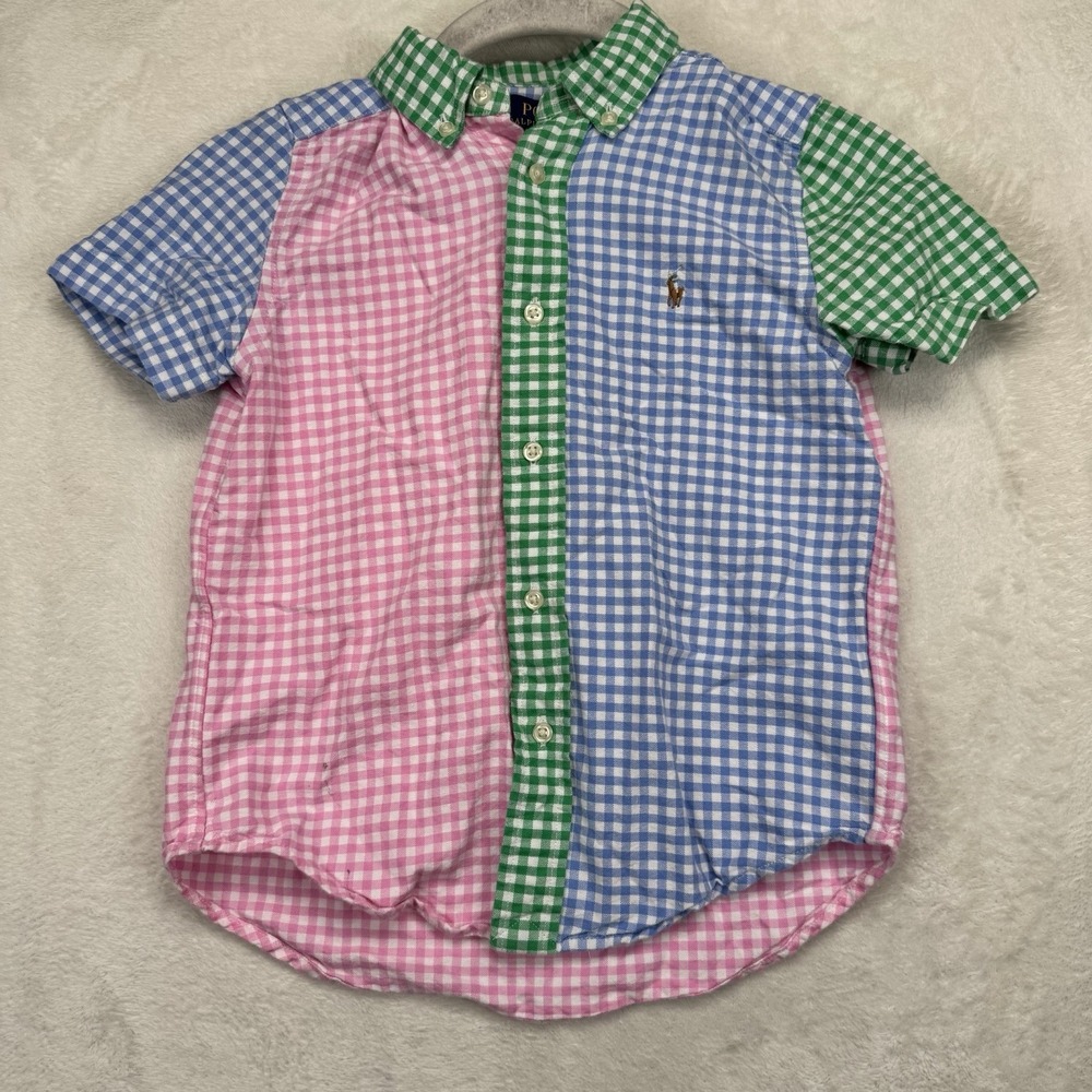 Polo Ralph Lauren Colorblock Gingham Shirt Boys 5 Preppy Pony Logo